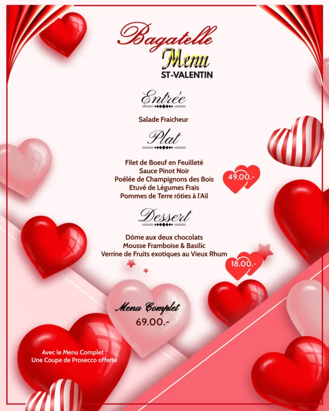 Menu Filet de boeuf en feuilleté, sauce Pinot Noir, poêlée de champignons des bois, étuvée de légumes frais, pommes de terre rôties à l'ail : Brasserie Bagatelle