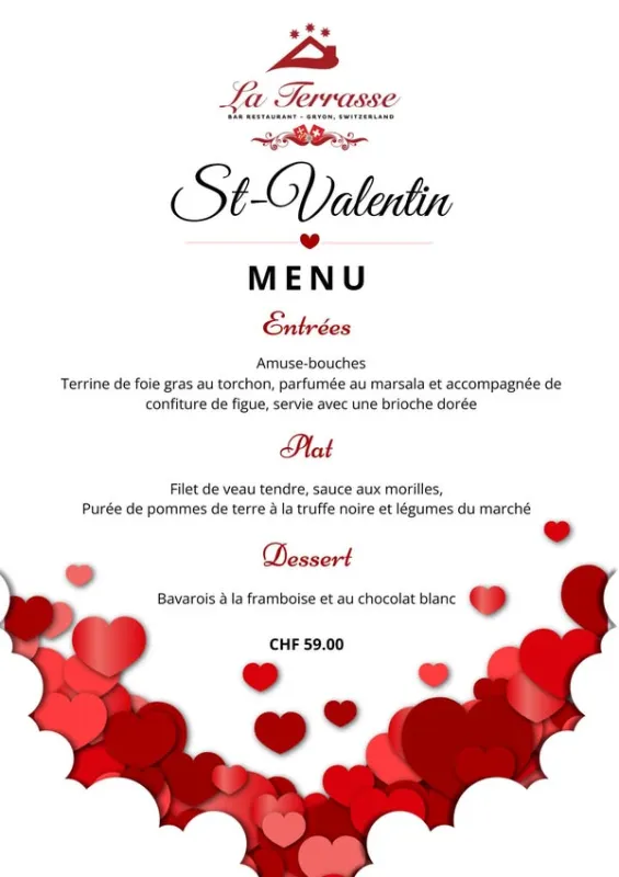 Menu Filet de veau tendre, sauce aux morilles, purée de pommes de terre à la truffe noire et légumes du marché : La Terrasse de Gryon