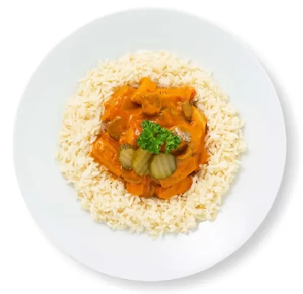 Stroganoff végétarien avec riz